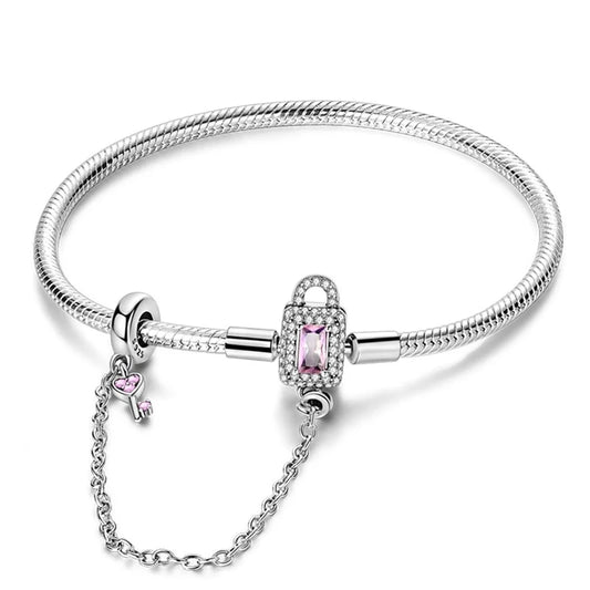 Brazalete con Candado y Llave en Plata