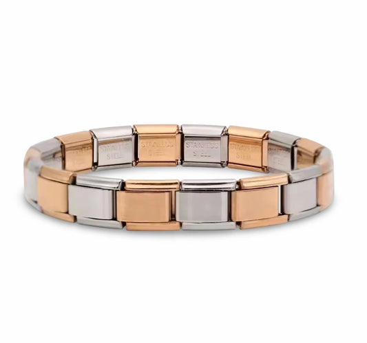 Brazalete Italiano en Rosa y Plateado