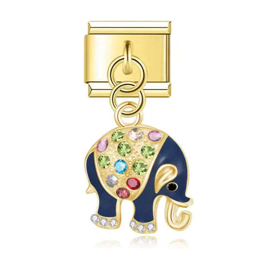 Charm Italiano Azul Fuerte con Elefante Azul