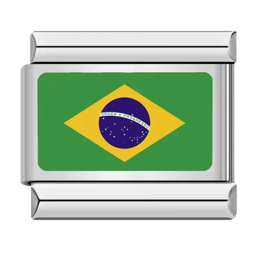Charm Italiano con Diseño de Bandera de Brasil