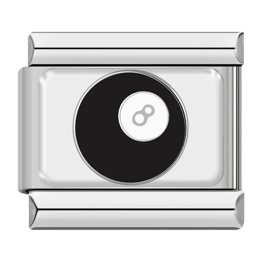 Charm Italiano de Bola 8 con Estilo en plata