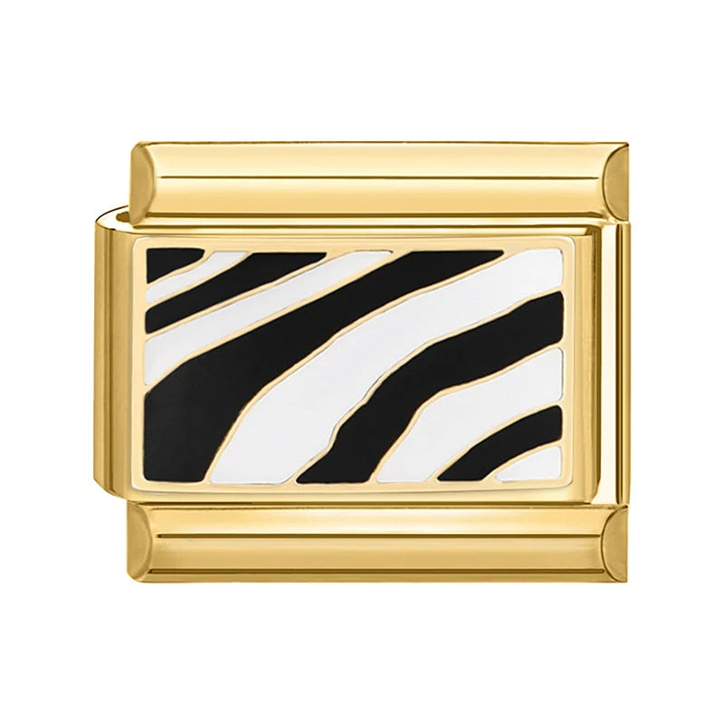 Charm Italiano con Patrón de Cebra en Oro