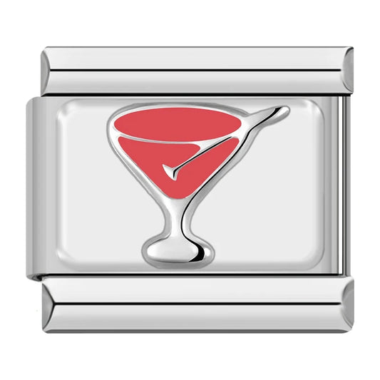 Charm Italiano de Cóctel Elegante en Plata