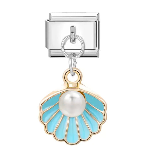 Charm Italiano con Colgante de Concha y Perla