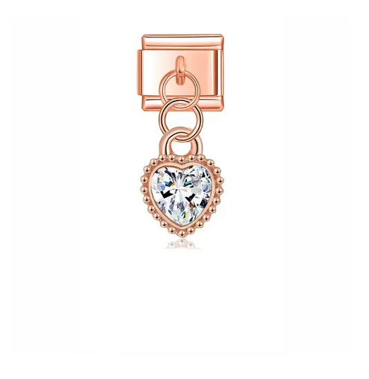Charm Italiano con Colgante de Corazón con Piedra