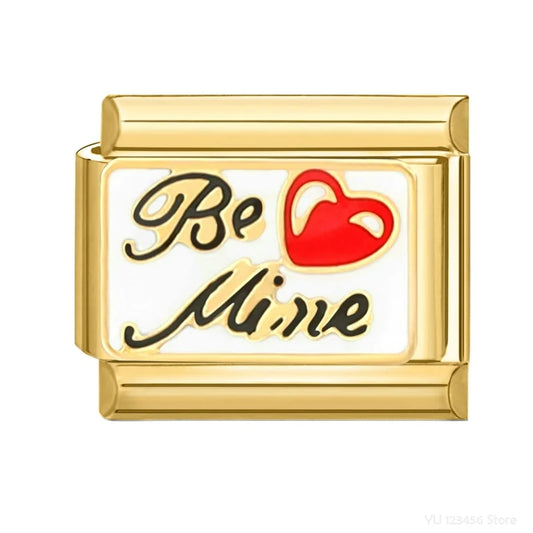 Charm Italiano de Corazón con Frase Romántica en Oro