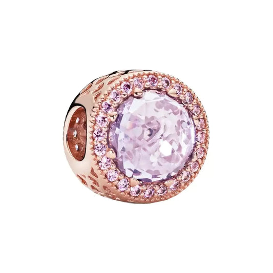 Charm de Cristal Rosado en Oro Rosa