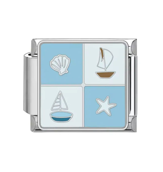 Charm Italiano con Diseño de Botes, Estrella y Concha