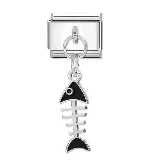 Charm Italiano con Diseño de Esqueleto de Pez