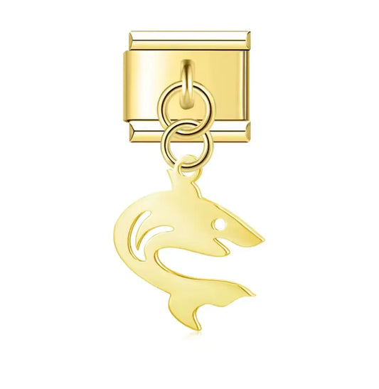 Charm Italiano Dorado con Colgante de Tiburón