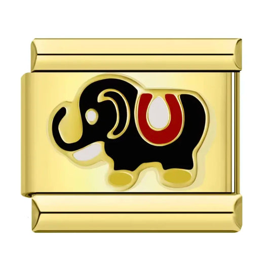 Charm Italiano Dorado con Diseño de Elefante