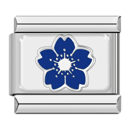 Charm Italiano de Flor Azul en Plata