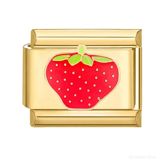 Charm Italiano de Fresa Dulce en Oro Blanco