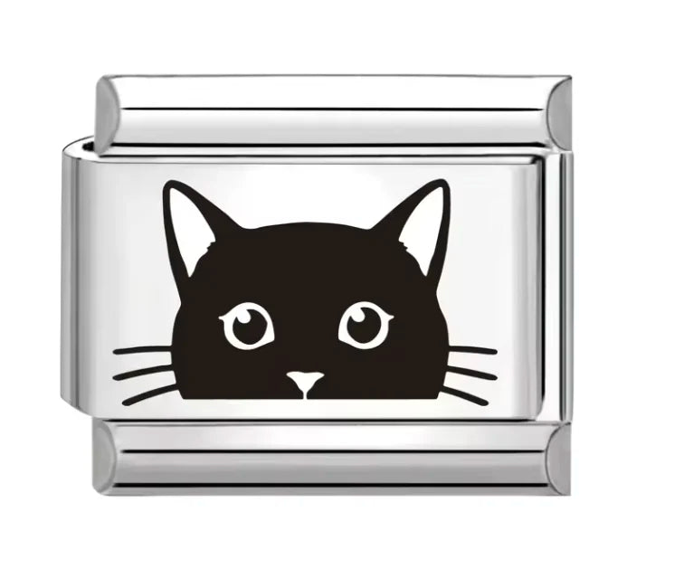 Charm Italiano con Símbolo de Gatito Negro