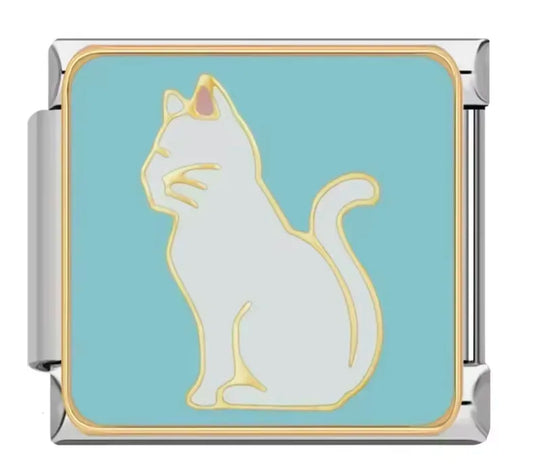 Charm Italiano con Símbolo de Gato Blanco