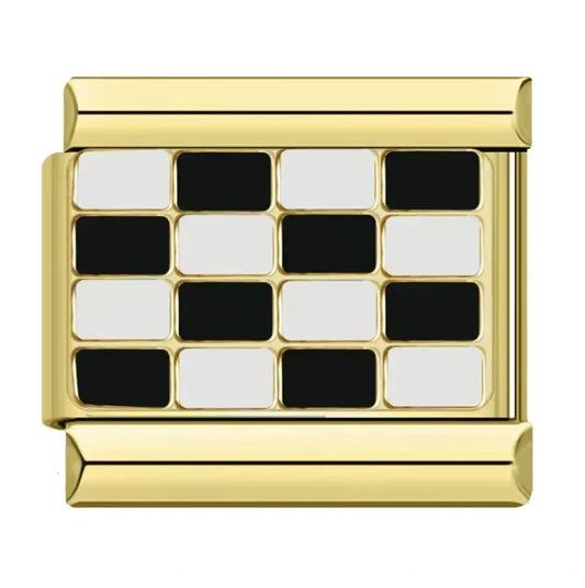 Charm Italiano con Patrón Ajedrezado en Oro