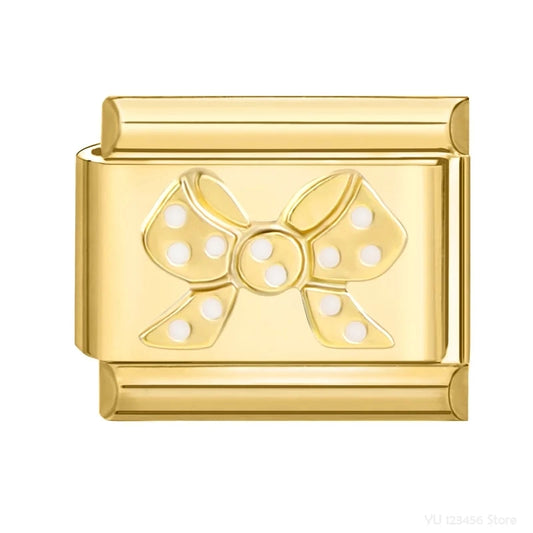 Charm Italiano de Lazo con Puntos Brillantes en Oro