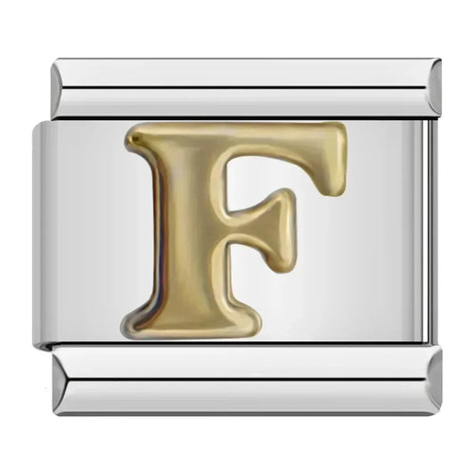 Charm Italiano con Letra F en Plata