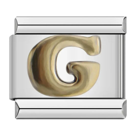 Charm Italiano con Letra G en Plata