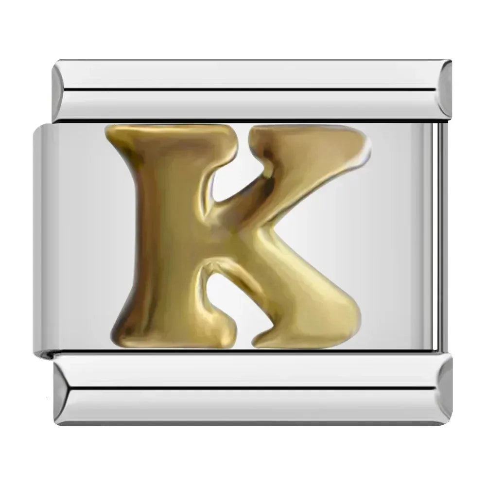 Charm Italiano con Letra K en Plata