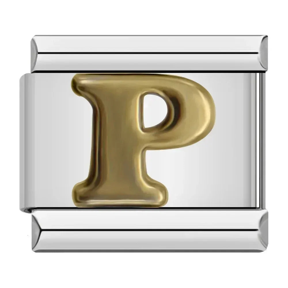 Charm Italiano con Letra P en Plata