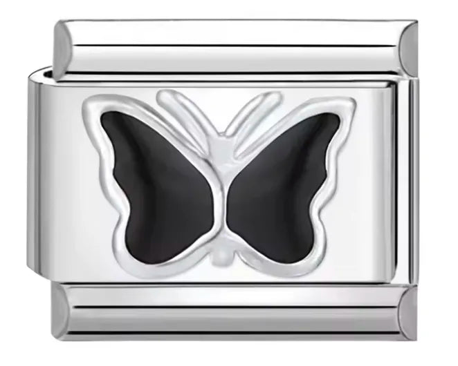 Charm Italiano "Mariposa Negra" con Toque Elegante
