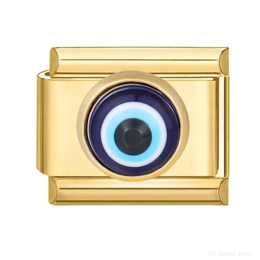 Charm Italiano de Ojo Turco Protector en Oro Blanco