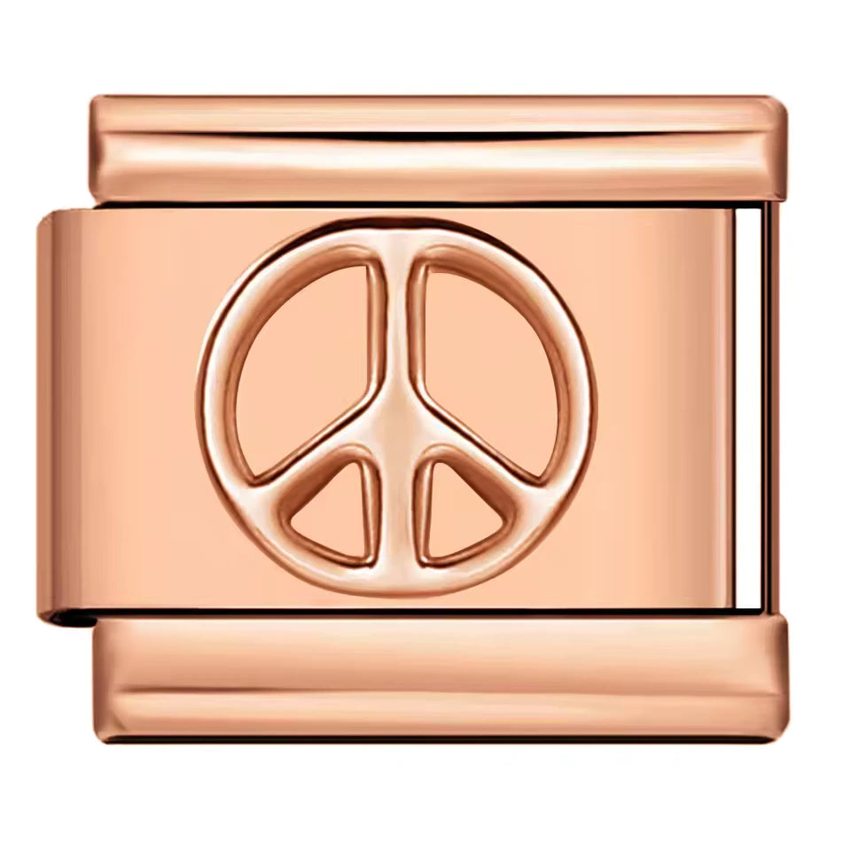 Charm Italiano con Símbolo de Paz en Oro Rosa