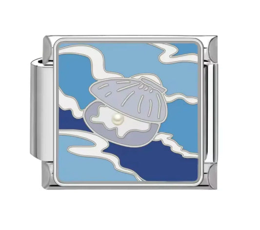 Charm Italiano con Diseño de Perla y Concha