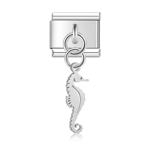 Charm Italiano Plateado con Colgante de Caballito de Mar