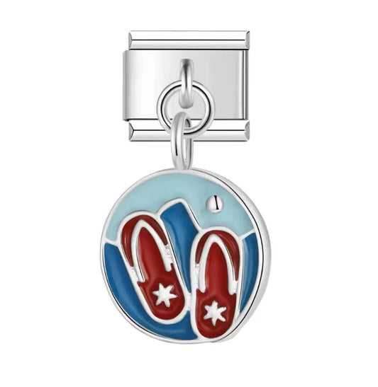 Charm Italiano Plateado con Colgante de Chanclas