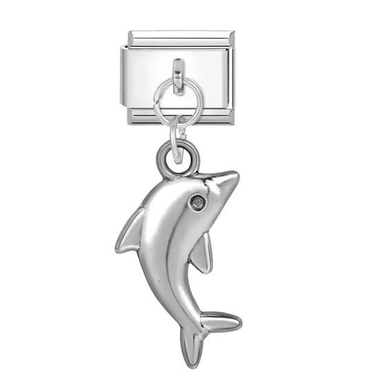 Charm Italiano Plateado con Colgante de Delfín