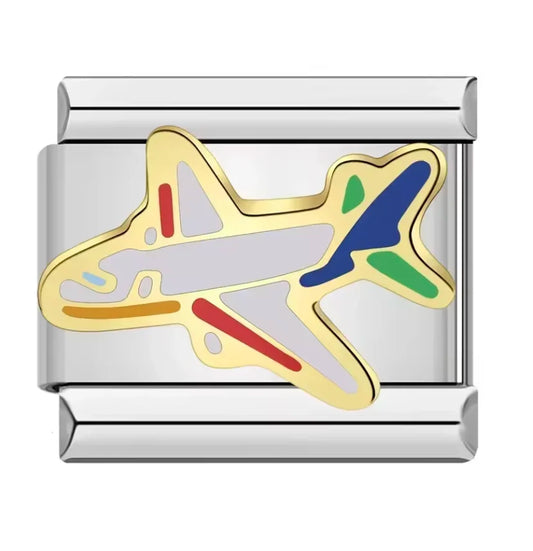 Charm Italiano Plateado con Diseño de Avión