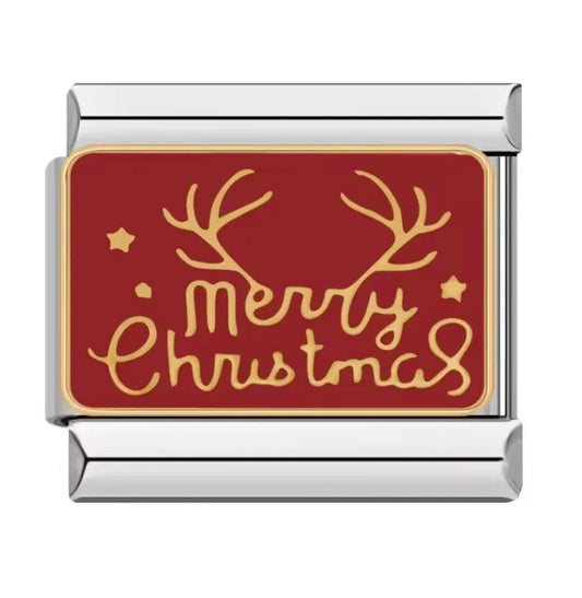 Charm Italiano Plateado con Diseño de Merry Christmas