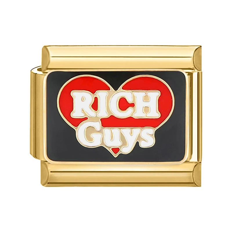 Charm Italiano con Frase Rich Guys en Oro