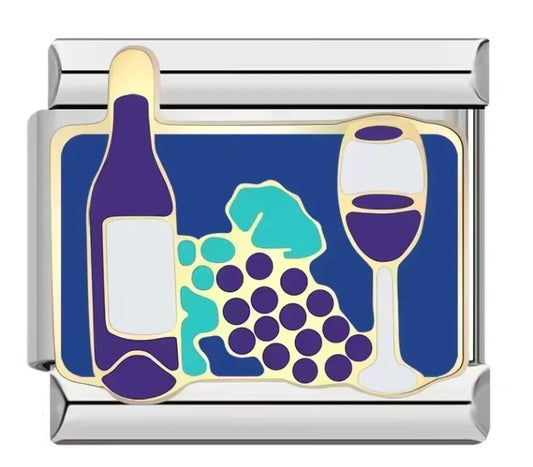 Charm Italiano con Símbolo de Vino y Uvas