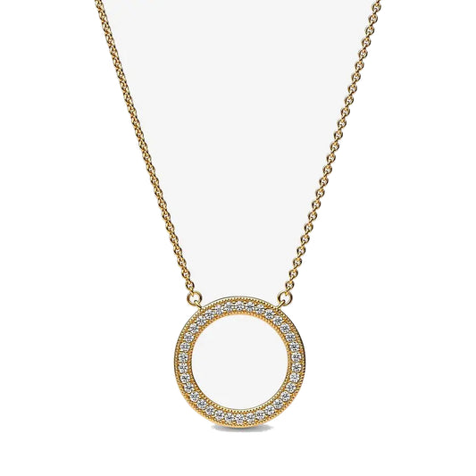 Collar con Círculo Brillante de Oro