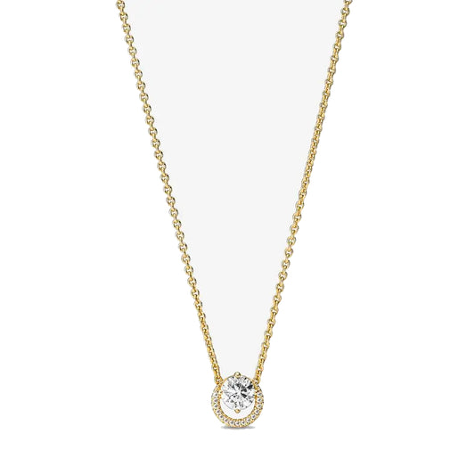 Collar con Círculo Brillante Chapado en Oro