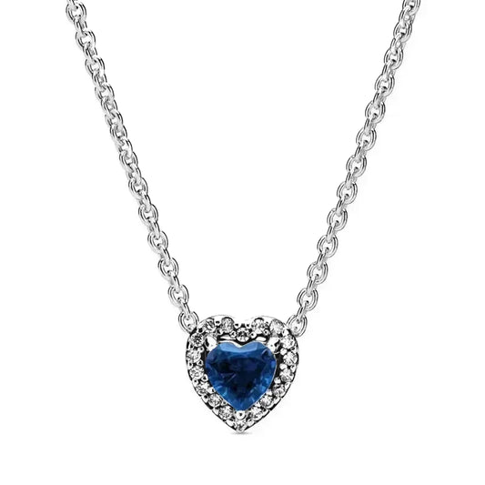 Collar con Corazón Azul Encantador en Plata Esterlina