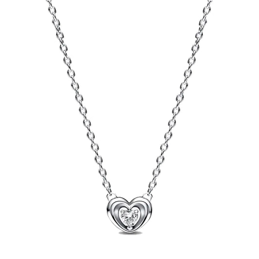 Collar con Péndulo de Corazón Brillante en Plata