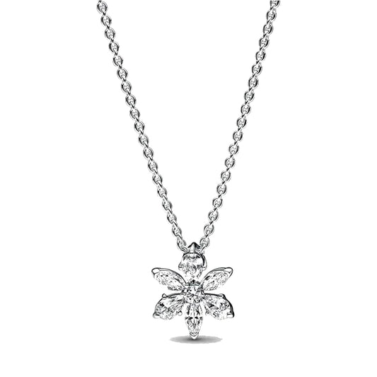 Collar con Flor Resplandeciente en Plata Esterlina