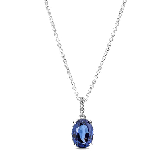 Collar con Péndulo de Zafiro Azul en Plata