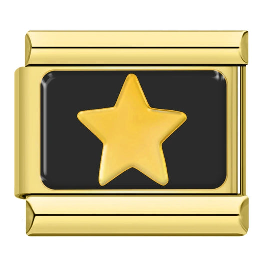 Charm Italiano de Estrella Dorada Chapado en Oro Amarillo