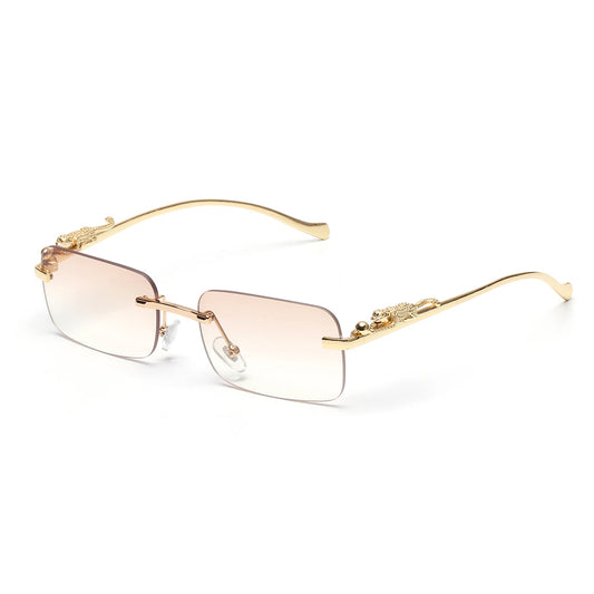 Lentes de Sol con Detalle de Pantera en Oro Claro