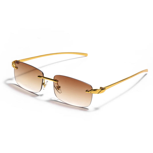 Lentes de Sol con Detalle de Pantera en Oro Marrón Claro