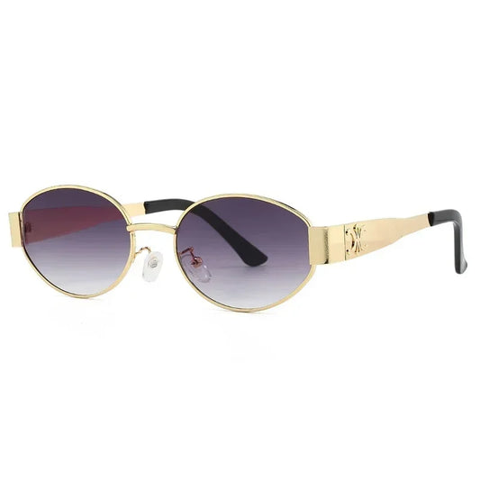 Lentes de Sol Redondos con Detalle Grabado en Oro