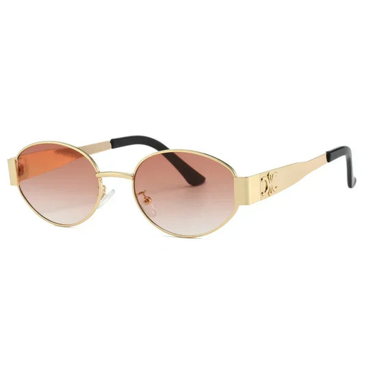 Lentes de Sol Redondos con Detalle Grabado en Oro Rosa